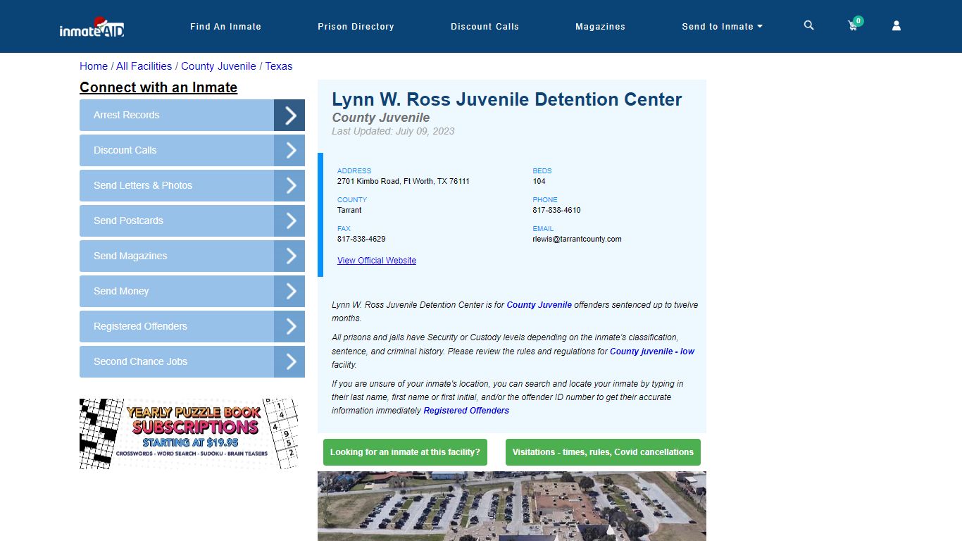 Lynn W. Ross Juvenile Detention Center & Inmate Search - Ft Worth, TX